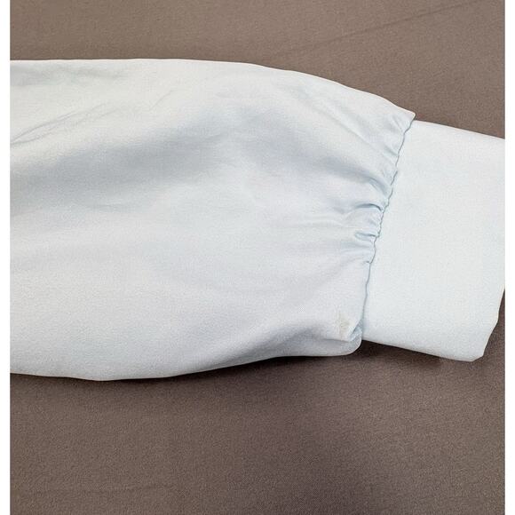 Vintage Rhapsody Womens Med70s Pleated Blouse Light Blue Blouse USA Made - Picture 9 of 9